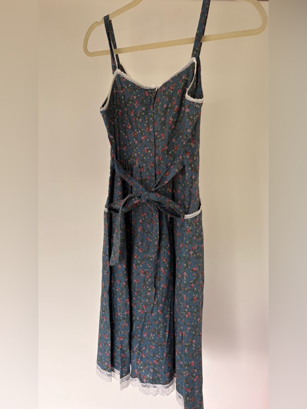 Vintage Gunne Sax by Jessica Blue Floral Corset Lace-Up Prairie Dress German - Picture 6 of 9